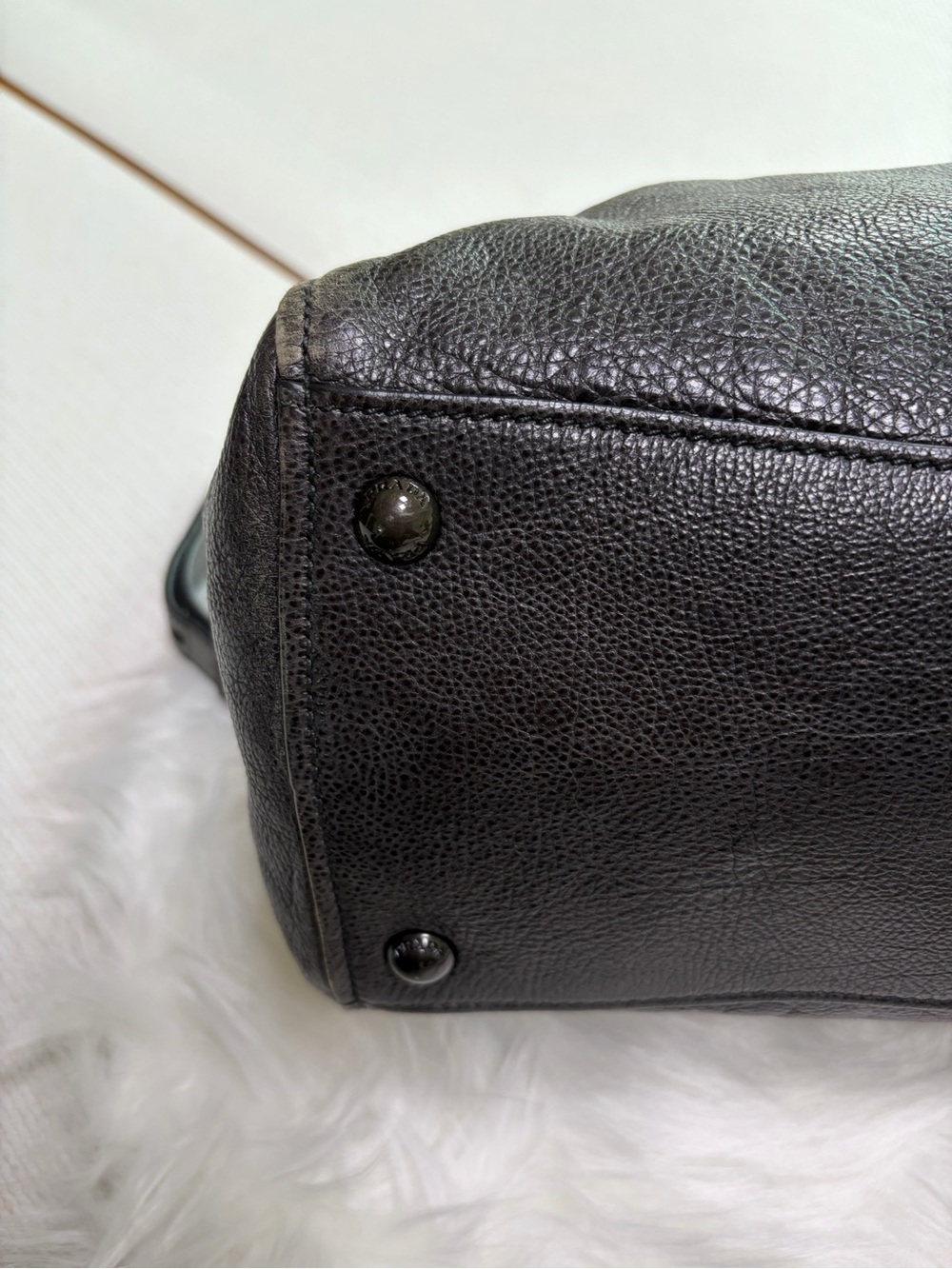 Authentic PRADA Vintage Gray Leather 2-Way Bag - Picture 10 of 13